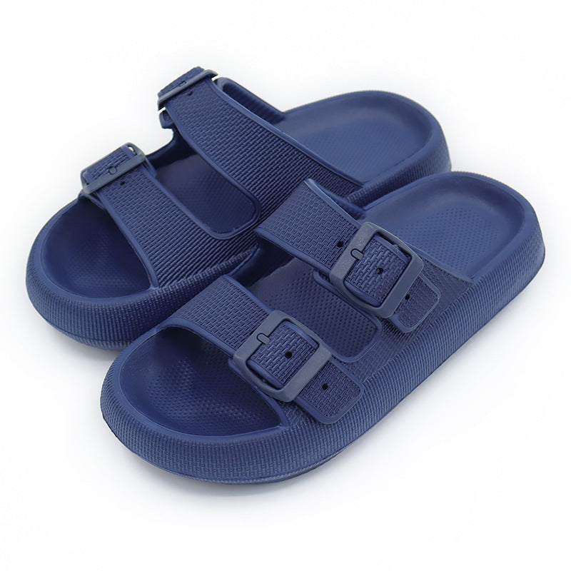 Soft Bottom Adjustable Slippers With Double Buckle