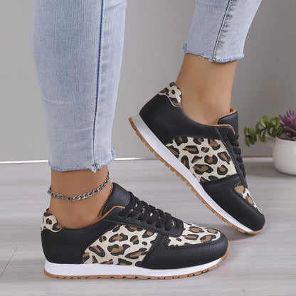 Women's Running Leopard Print Flat Sneakers