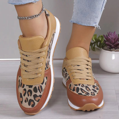 Women's Running Leopard Print Flat Sneakers
