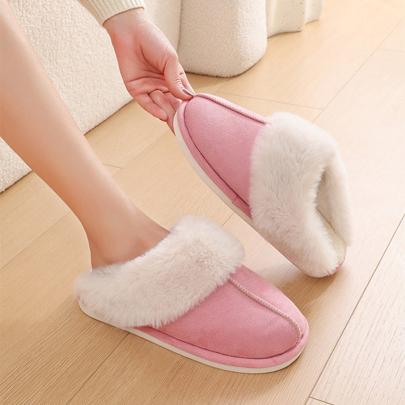 Women's Fuzzy Lined Winter Plush Home Slippers