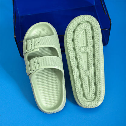Soft Bottom Adjustable Slippers With Double Buckle
